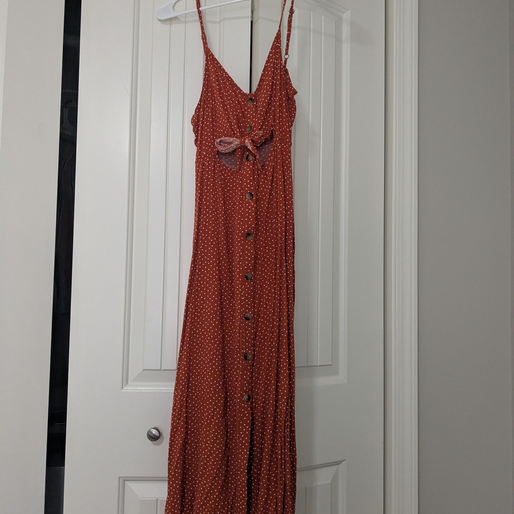 Miami Rust Maxi Dress with Polka Dots
